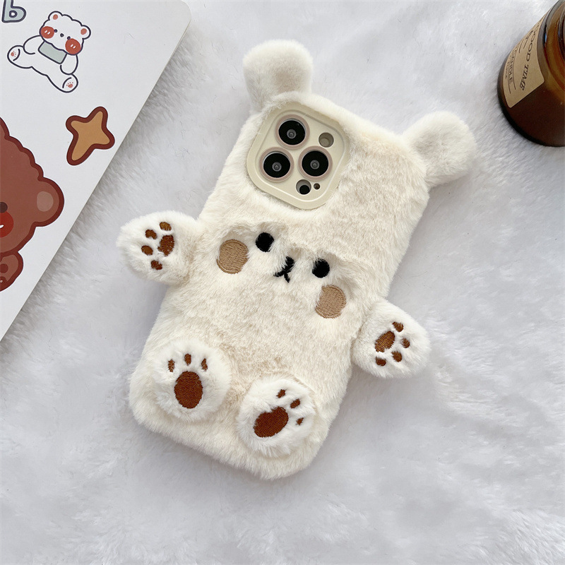 Korean 3D Cartoon Bear Fluffy  - Phone Cases For Iphone 12 Pro Max recension och pris