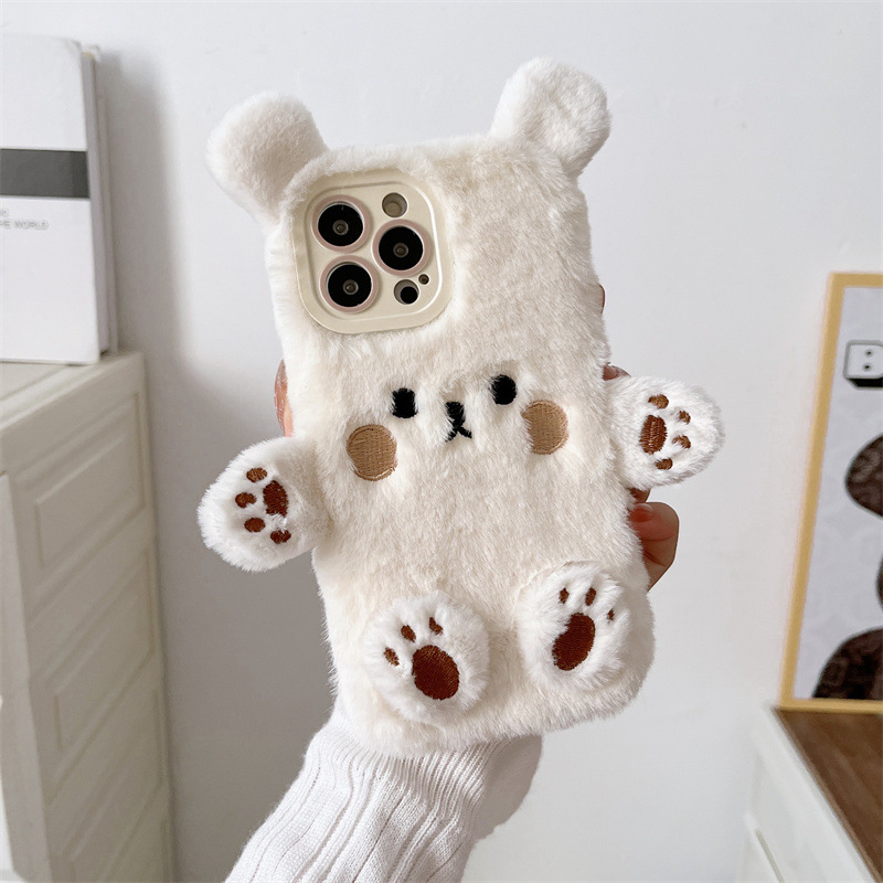 Korean 3D Cartoon Bear Fluffy  - Phone Cases For Iphone 12 Pro Max recension och pris