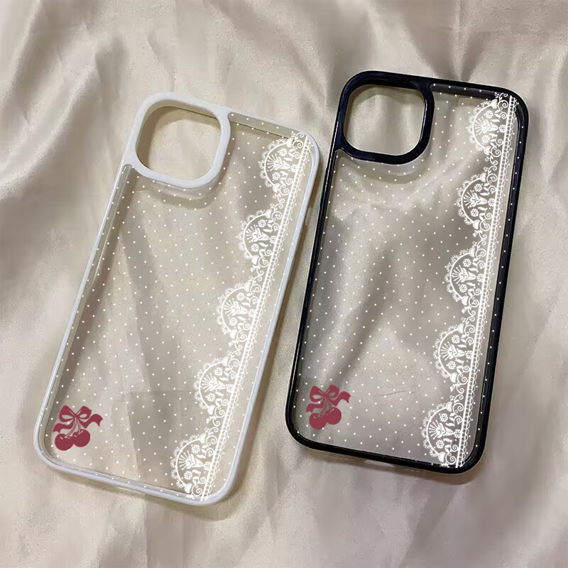 Cute Cherry Bow White Lace Pol - Phone Cases Xr Cute recension och pris