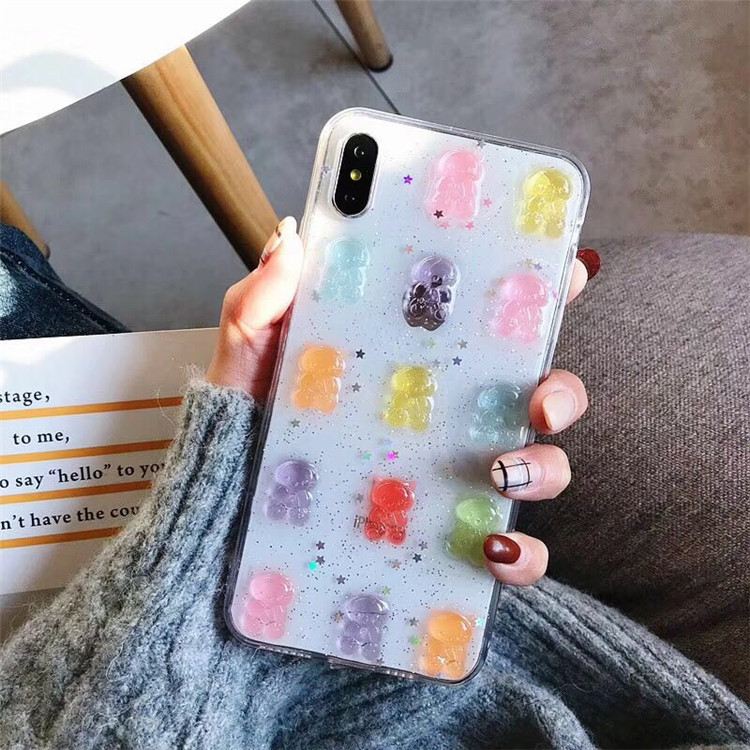 Cute 3D Colorful Bear Drop Glu - Phone Cases Xr Cute recension och pris
