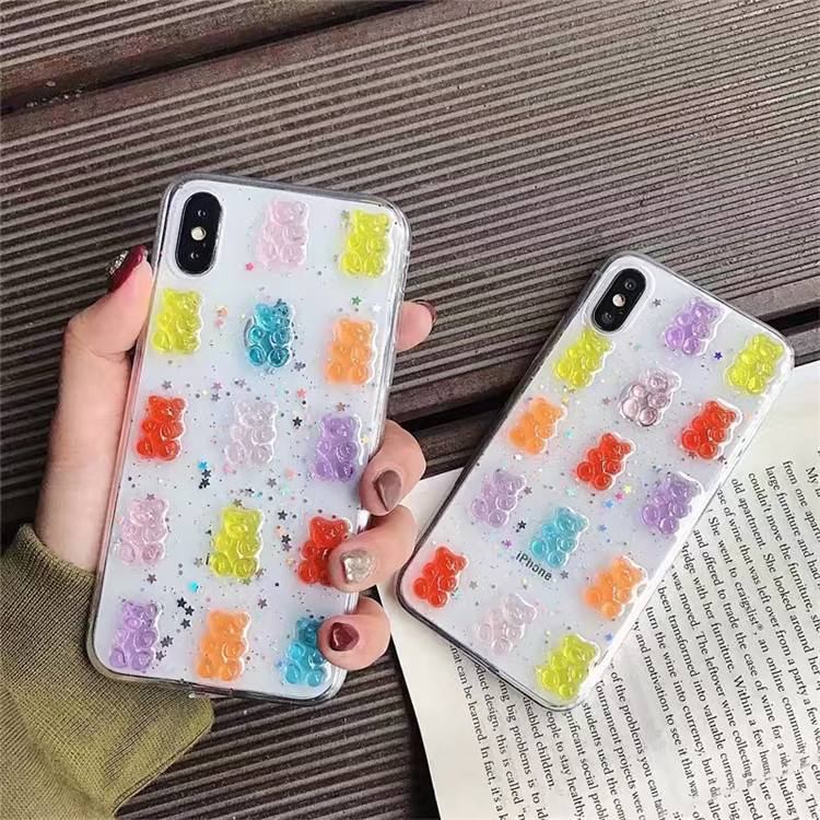 Cute 3D Colorful Bear Drop Glu - Phone Cases Xr Cute recension och pris