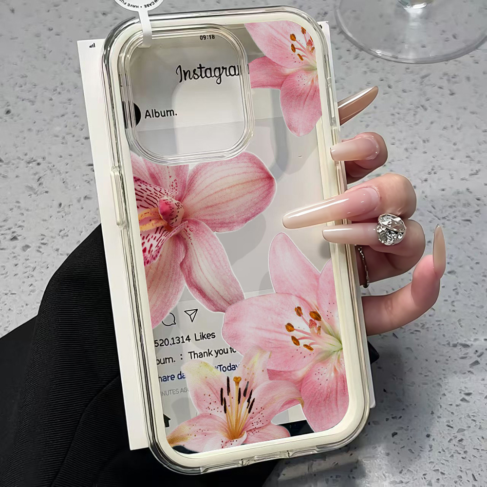 Pink Lily Flower Clear Phone C - Phone Cases Protective recension och pris