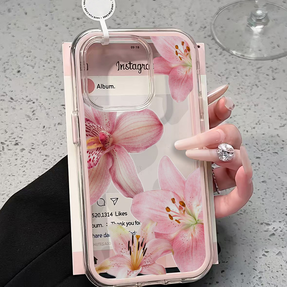 Pink Lily Flower Clear Phone C - Phone Cases Protective recension och pris
