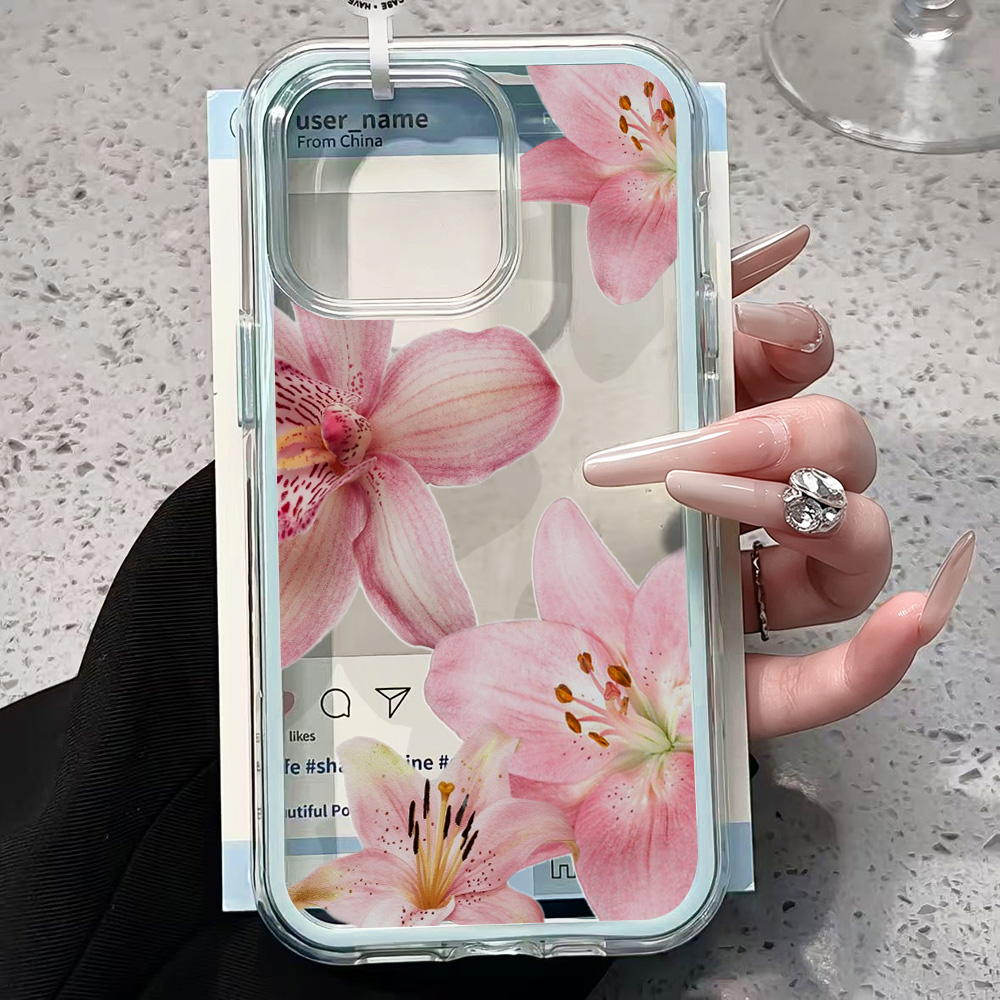 Pink Lily Flower Clear Phone C - Phone Cases Protective recension och pris